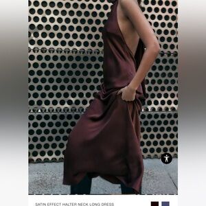 Zara Satin Effect Halter Dress